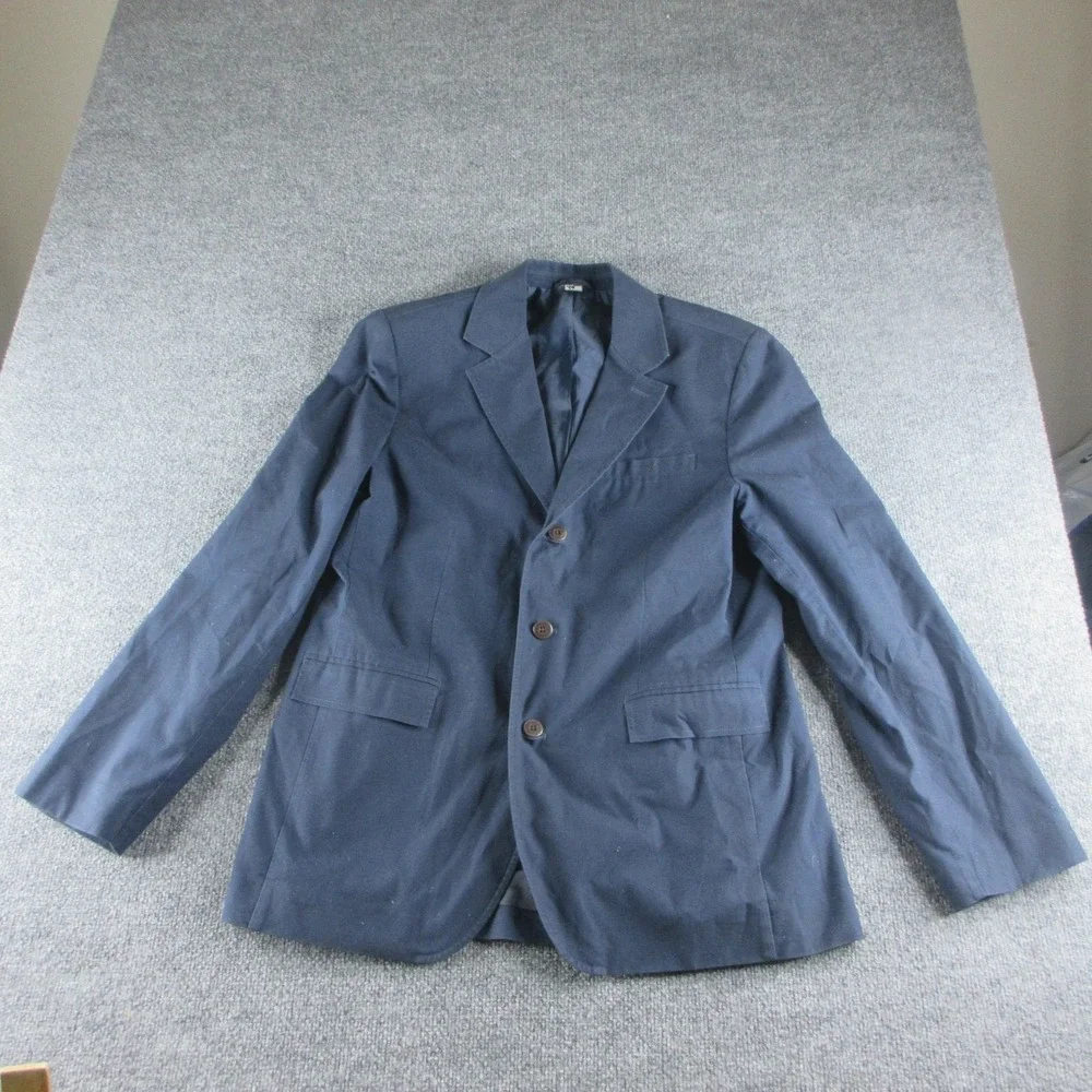 L.L. Bean Blazer Mens 42 Blue Cotton Sport Coat 3 Button Utility Jacket